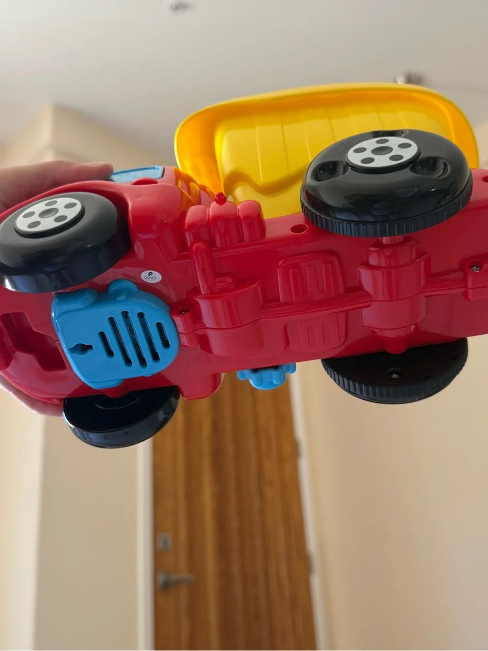 Bright Yellow & Red Pull-Along Dump Truck Toy for Early Learning